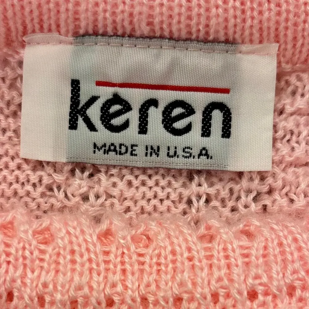 VTG Pink Textured Knit Sweater Style Cable Knit Soft Cozy Keren, Size Small